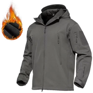 Men Tactical Jacket Soft Shell Waterproof Coat Fleece Lined Zip Up Hoodie Jacket - Picture 1 of 30