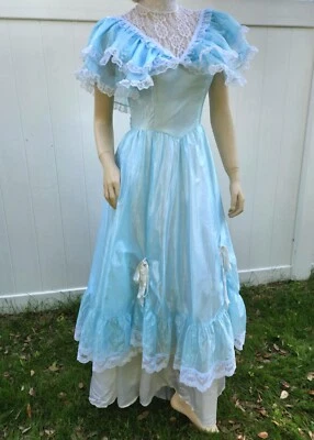 Maxi Vestido Vintage Gunne Sax Jessica McClintock Cuello Alto Victoriano Encaje Vestido Foto 1 de 4