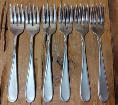 Oneida Flight Reliance Stainless Salad Forks Service For 6 USA 6.5" - Image 1 of 4