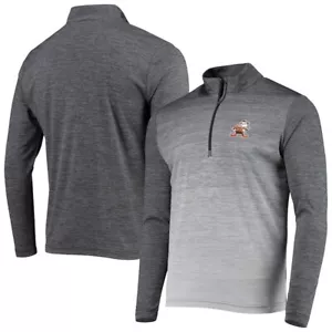 Men's Antigua Black/Heathered Gray Cleveland Browns Throwback Cycle 1/4 Jacket L - Picture 1 of 4