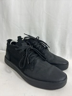 TIMBERLAND Hombres Davis Cuadrado Medio Top Chukka Tenis Zapatos Cuero Negro Talla 7.5 Foto 1 de 4