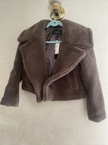 Neu mit Etikett Banana Republic Factory dicke & warme braune Cropped-Jacke mit Kunstfell XS - Bild 1 von 7