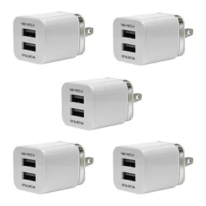 5x USB Double Wall Fast Charger Adapter Dual 1A 2A 5V For iPhone Samsung USB-A - Picture 1 of 6