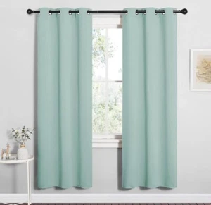 NICETOWN Bedroom Curtain Panels Blackout Draperies Thermal Insulated Solid Aqua - Picture 1 of 5