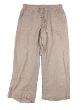 PureJill Cotton Linen Crinkle Gauze Pants Size MT Medium Tall Khaki Tan Crops