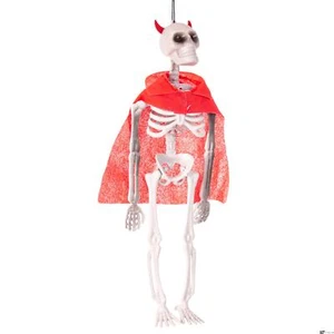 Halloween Skeleton In a Costume Devil 13" Hanging Decoration, Grey Multi - Picture 1 of 4
