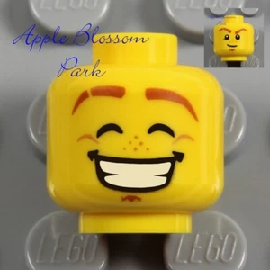 NEW Lego Happy Smile MINIFIG HEAD - Angry Boy/Girl Child/Kid Brown Eyebrow Hair - Picture 1 of 3