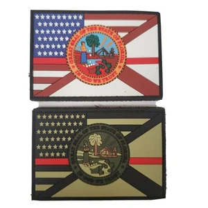 Florida USA Fire Fighter PVC Patch Set Hook And Loop Backing - Picture 1 of 1