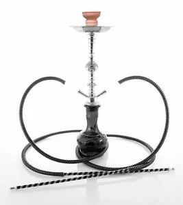 2 hose 20" Black Hookah shisha nargila bar narguile pipe glass sale Vase new - Foto 1 di 8