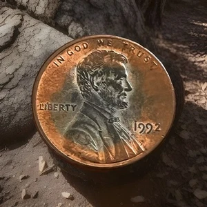 1992 LINCOLN CENT STRUCK ON PARTIAL UNPLATED PLANCHET VERY NICE ERROR LV - Picture 1 of 3