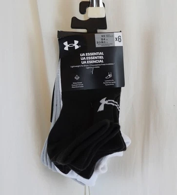PACK de 6 calcetines Under Armour unisex esenciales con lengüeta ultra baja negros/blancos/grises talla S Foto 1 de 2