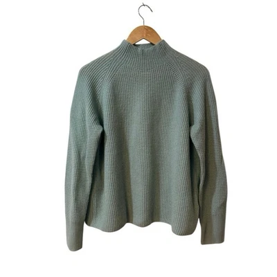 Suéter Vineyard Vines Mujer Medio Verde Cachemira Tejido Waffle Cuello Simulado Foto 1 de 4