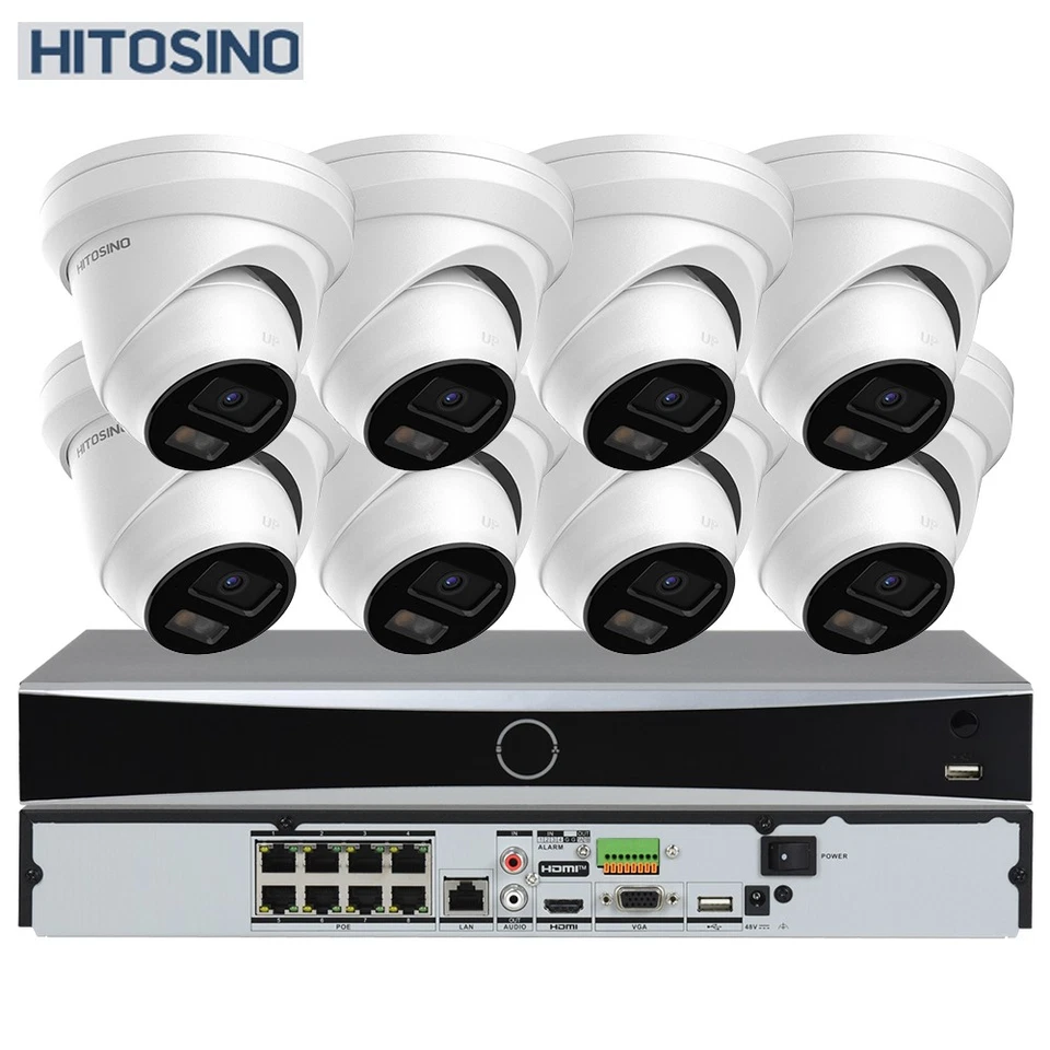 Sistema de cámara CCTV Hitosino 8 canales 8 MP MICRÓFONO 4K color visión nocturna 2SATA POE NVR lote Foto 1 de 4