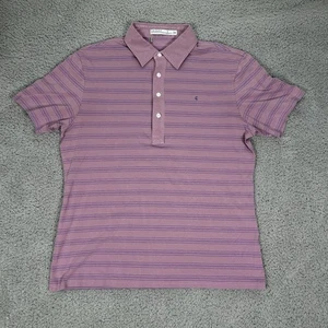 Criquet Polo Shirt Mens Large Purple Striped Slim Fit Pima Cotton Golf Casual - Picture 1 of 7