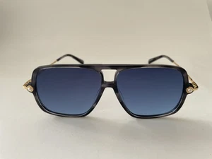 Authentic For Arts Sake Cinnamon SH3 Gry Tort Plstc Aviator Sunglasses Blue Lens - Imagen 1 de 7
