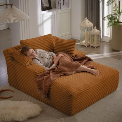 Chaise Lounge Chaise Grande Pana Tapizado Sofá Cama Sofá Cama Naranja Foto 1 de 4