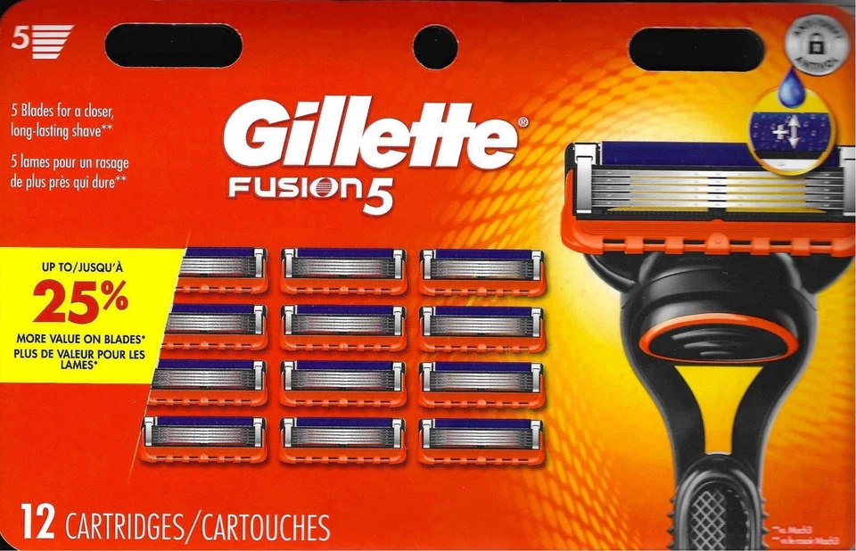 Gillette Fusion 5 Razor Blades  12 Cartridges GENUINE GILLETTE CARTRIDGES NEW ! - Image 1 of 2