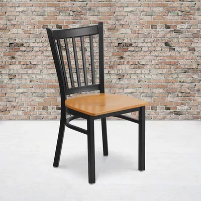 Silla Flash Furniture Black Vert-Asiento Nat, PK2 2-XU-DG-6Q2B-VRT-NATW-GG Flash Foto 1 de 4