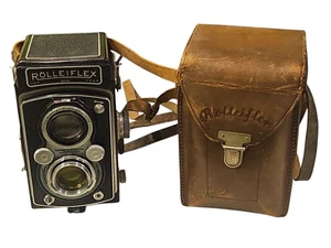Vintage Rolleiflex DRP DRGM Franke Heidecke Compur Rapid Camera W/ Leather Case - Picture 1 of 9