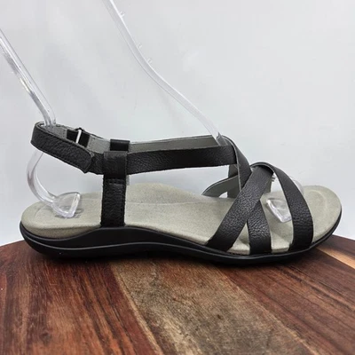 Abeo Bella Sandals Women's 9 Neutral Black Leather Comfort Strappy Slingback - Image 1 of 4