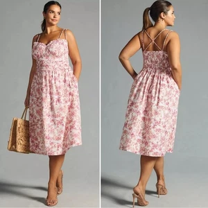 Anthropologie Floral Corset Midi Dress Plus Size 3X - Picture 1 of 7
