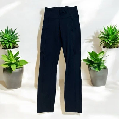 Lululemon Invigorate HR Crop 23”  True Navy Blue Size 2 Pockets - Image 1 of 4