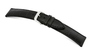 RIOS1931 geprägtes Alligator Grain Uhrenarmband Armband 19 mm schwarz "LOUISIANA" - Bild 1 von 3