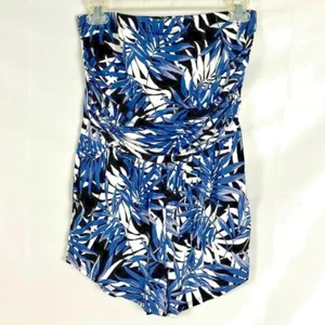 JW Loves Me Sleeveless Romper Blue & White Floral Size Medium - Picture 1 of 8