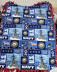 US NAVY Double Layer Fleece Blanket Ships United States Navy 72"X60" USA - Picture 1 of 6
