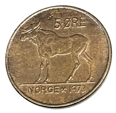 # C9649   NORWAY    COIN,   5  ORE    1973 - Image 1 of 2
