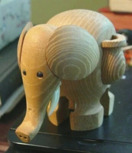 Hand Carved Wooden Elephant Art Figurine Statue - Picture 1 of 3