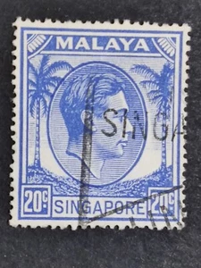 Malaya 1949-52 Singapore King George VI 20c Perforation 18 - 1v Used #2 - Picture 1 of 2