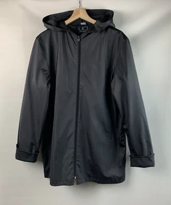 Utex Jacket Black Polyvinyl Zip Hood Zip Front Cuff Sleeve Pockets Lined Size M - Picture 1 of 10