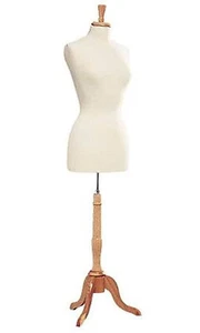 Women's Dressmaker Seamstress Dress Form Ivory Mannequin Size 8 Wood Base Female - Picture 1 of 8