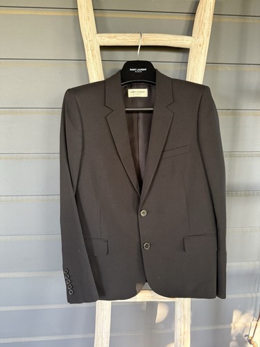 SAINT LAURENT (YSL) ✨ SAINT LAURENT Blazer 2 bottoni lana nero nuovo aderente Cappotto FR 40 Medium US 6