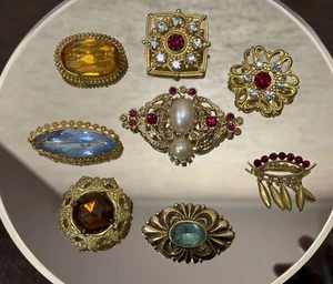 Vintage Soviet-Era Costume Brooch Lot - 8 Unique Brooches (6 USSR-Made) - Picture 1 of 24