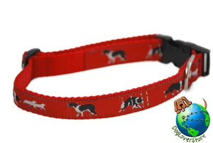 Border Collie Adjustable Collar Medium 11-19" Red - Picture 1 of 1
