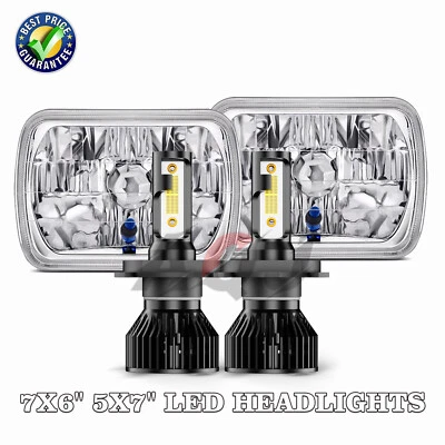 For GMC C1500 C2500 C3500 1979-86 Pair 7x6" LED Headlights Hi-Lo DRL - Image 1 of 4