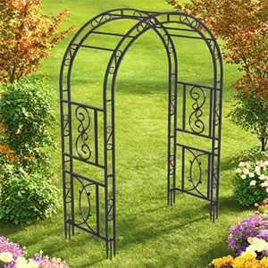 Tall Garden Arch Trellis w/ Floor Prongs Metal Arbor For Climbing Plants Wedding - Picture 1 of 14