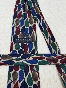 Vintage Structure Silk Tie Multicolor Tear Drop Made in USA 56"L 3.75"W - Picture 1 of 7