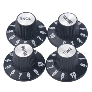 4Pcs Guitar Tone Volume Speed Control Knobs Top Hat Knobs For LP SG Guitar Black - Picture 1 of 9