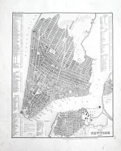 1844 New York City Map Engraved Map Meyers Grosser Handatlas - Bild 1 von 1