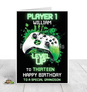 Tarjeta de cumpleaños JUGADOR PERSONALIZADA - CUALQUIER nombre edad y relación - XBOX PlayStation - Imagen 1 de 1