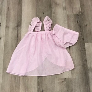 Edgehill Collection Baumwollkleid rosa/weiß gestreift gesmokter Druck - 4T - Bild 1 von 4