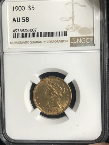 1900 $5 Gold Liberty Head AU58 NGC Cover