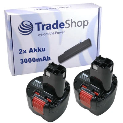 2x AKKU für Bosch 9,6V 3000mAh Ni-MH ersetzt 2607335540, 2607335529 - Bild 1 von 4
