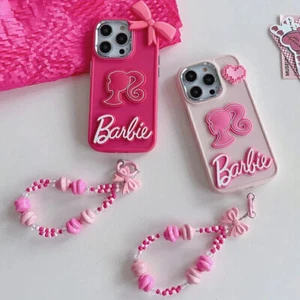 Funda de teléfono de lujo para niñas Barbie dibujos animados para iPhone 15 14 13 12 11 8 Plus rosa - Imagen 1 de 17