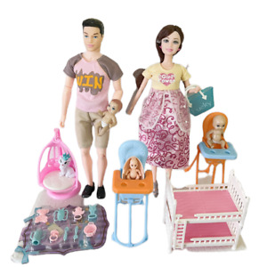 Barbie Happy Family Kids pregnant Mom Midge Girl Baby Dad Toys For Kids