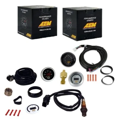 Juego combinado de 2 medidores AEM banda ancha UEGO 4,9 LSU + 52 MM medidor de presión de aceite 150 psi Foto 1 de 3