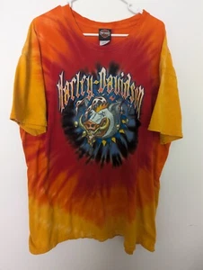 Harley Davidson Golden Isles Brunswick, GA Red Orange Tie Dye T-Shirt Size 2XL - Picture 1 of 5